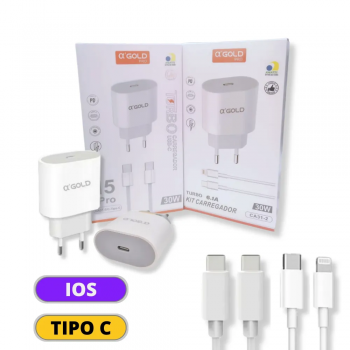 Carregador 30W PD Tipo C IOS Gold CA31-2 6.1A