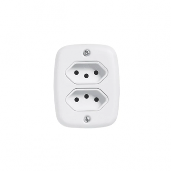 Tomada 20A sobrepor 2P+T branco Pluzie dupla