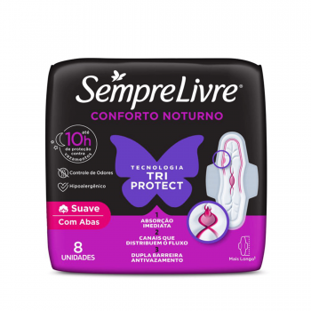Absorvente Sempre Livre noturno 8 unidades