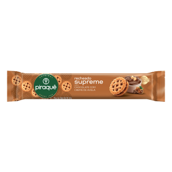 Biscoito Piraque 80g Chocolate com creme de avelã Supreme recheado