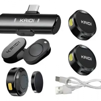 Microfone Lapela TipoC duplo wireless Kaidi P4-C