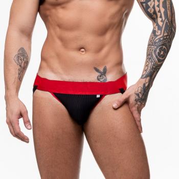 JOCK PRETO COM VERMELHO DE SUPLEX CANELADO