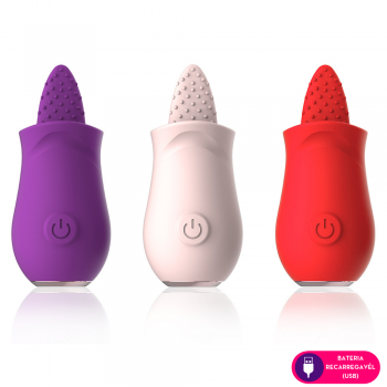 Vibrador com estimulador cl itoriano em formato de língu a MVA1039 Cor:VermelhoMVA1039-VM