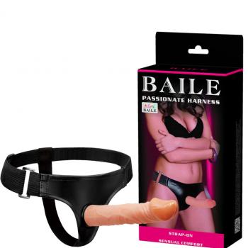 Cinta Peniana com Pênis Realístico de 19 cm com Glande Saliente – BAILE PASSIONATE HARNESS
