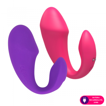 Vibrador de casal com dupl o motor em formato de glande por aplicativo MPP1190 Cor:Roxo