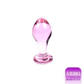 Plug Anal de Vidro Rosa - Tamanho P