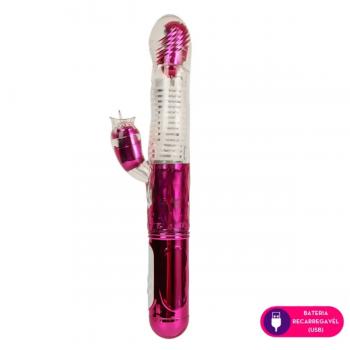 Vibrador vai e vem em ondas ponto G com estimulador clitoriano