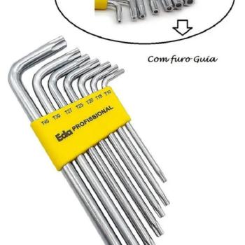 CHAVE TORX THOMPSON CROMO VANÁDIO COM 9 PEÇAS LONGO