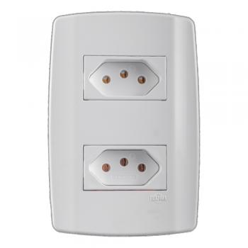 CONJUNTO ILUMI SLIM BRANCO COM PLACA 2 TOMADAS 2P+T. 20A. - 80121 MONOBLOCO
