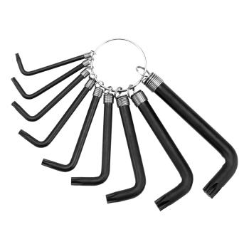 JOGO DE CHAVE TORX, CROMO VANADIO, OXIDADO, COM ANEL, T10-T50, 9PCS // SPARTA