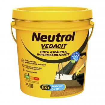 PINTURA ASFÁLTICA IMPERMEABILIZANTE VEDACIT NEUTROL ACQUA 3,6L PRETO