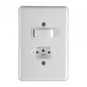 CONJUNTO ILUMI STYLUS BRANCO COM PLACA 1 PARALELO + TOMADA 2P+T. 10A. 20280