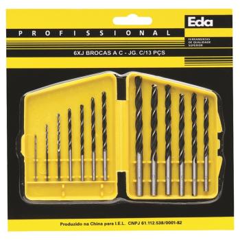 BROCA ACO CARBONO MADEIRA JOGO COM 13 PECAS EDA - 6XJ