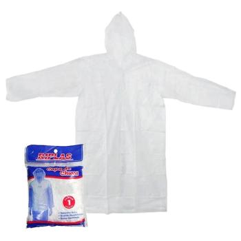 CAPA DE CHUVA PLASTICA DESCARTÁVEL TRANSPARENTE