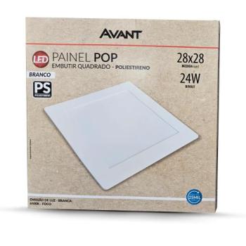 LUMINÁRIA LED QUADRADA EMBUTIR POP PS - 24W/6500K - AVANT