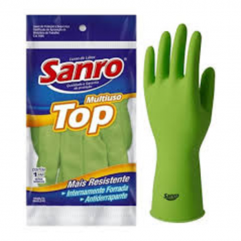 LUVA  LATEX SANRO FORRADA VERDE XG