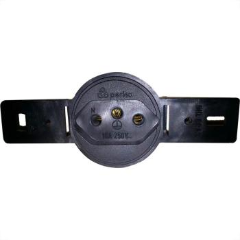 TOMADA PERLEX REDONDA 10A PRETA PARA CONDULETE