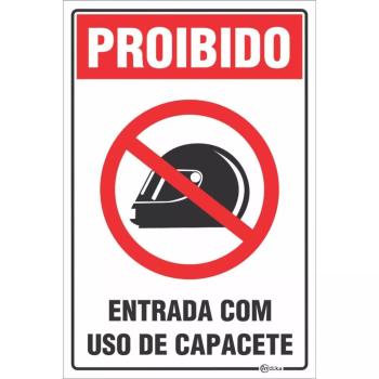 PLACA PVC PROIBIDO ENTRADA CAPACETE AUTO-ADESIVA JAIME L07