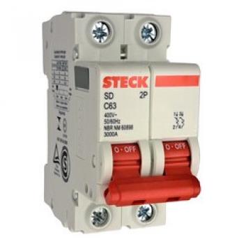 DISJUNTOR BIPOLAR DIN STECK 2P 63A