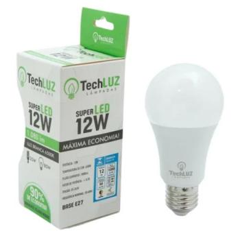 LAMPADA LED BULBO A 12W E-27 6.5K BIVOLTI BRANCA - TECHLUZ