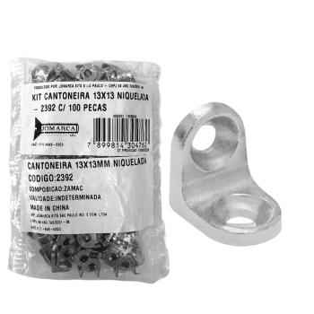 CANTONEIRA PARA MOVEIS ALIVIADA JOMARCA 13 x13 NIQUELADA 2 FUROS UNIDADE