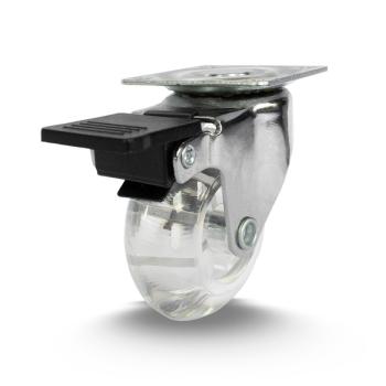 RODÍZIO  DE SILICONE COM FREIO CRISTAL 50MM ATÉ 40KG COLSON