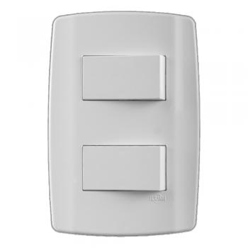 CONJUNTO ILUMI SLIM BRANCO COM PLACA 2 SIMPLES - 8018
