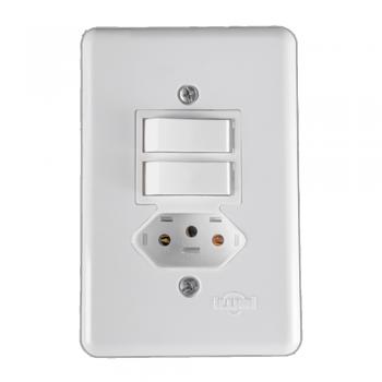 CONJUNTO ILUMI STYLUS BRANCO COM PLACA 2 PARALELO + 1 TOMADA 2P+T. - 20300