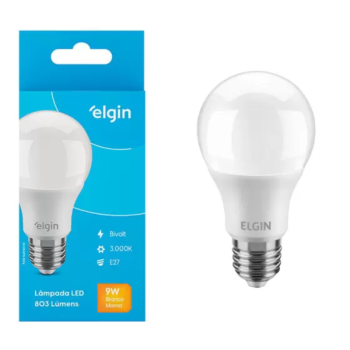 LAMPADA BULBO LED 9W BIVOLT 3000K - ELGIN