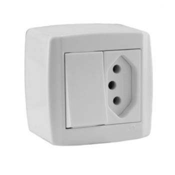 CONJUNTO 1 INTERRUPTOR SIMPLES 10A + TOMADA 20A 250V~ SLIM BOX