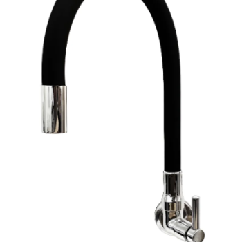 TORNEIRA COZINHA BICA MOVEL  1/4 VOLTA FLEXÍVEL PAREDE GOURMET PRETA