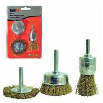 KIT ESCOVA AÇO CIRCULAR COM PINO BESTFER COM 3 PEÇAS