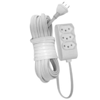 EXTENSAO BRANCA C/3 TOMADAS 2P 10A/250V C/CABO DE 1,5M