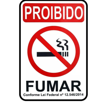 PLACA NÃO FUME LEI FEDERAL JC 113