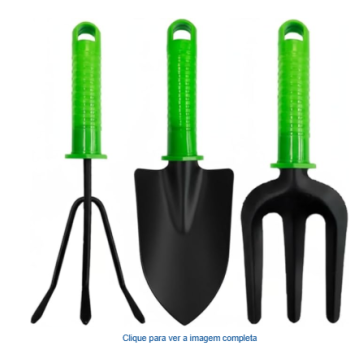 CONJUNTO PARA JARDINAGEM KIT 3 PEÇAS - PÁ, GARFO E RASTELO FERRAMENTAS PARA HORTA E JARDIM COM CABO ERGONÔMICO ANTIDERRAPANTE - COMPACTAS, LEVES E RESISTENTES EM AÇO REFORÇADO