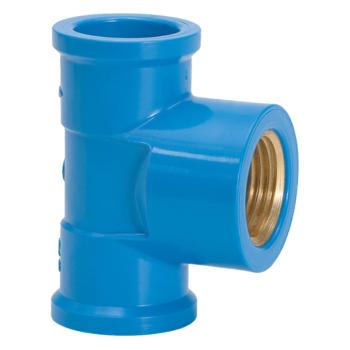 TEE AZUL COM BUCHA LATAO 25mm x 1/2