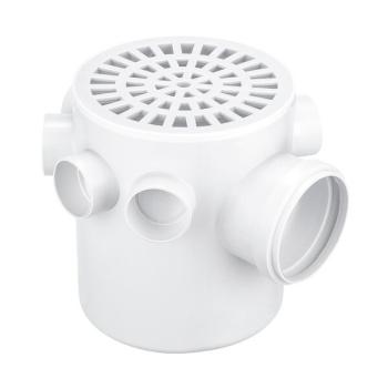 CAIXA SIFONADA BRANCA COM GRELHA REDONDA 150 MM X 175 MM X 75 MM HERC