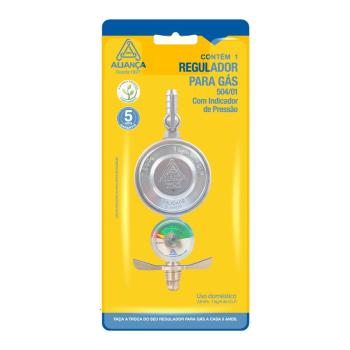 REGULADOR GAS ALIANCA MEDIO 1kg/h COM MANOMETRO - 504/01