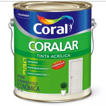 TINTA ACRÍLICA FOSCA CORALAR ECONÔMICA INTERIOR BRANCO NEVE  3,6GL CORAL