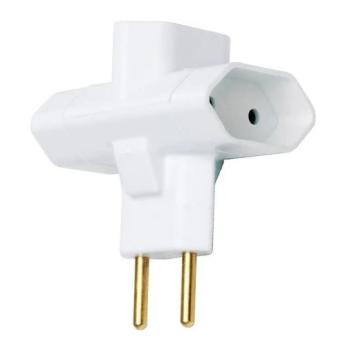 PINO 3 SAIDAS TIPO T 2P 10A BRANCO - ILUMI 1215