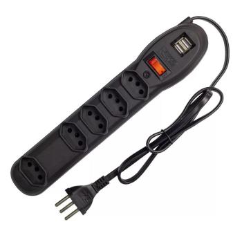 FILTRO DE LINHA 5 TOM BIVOLT USB A+C PD 20W PT - FLOWPACK