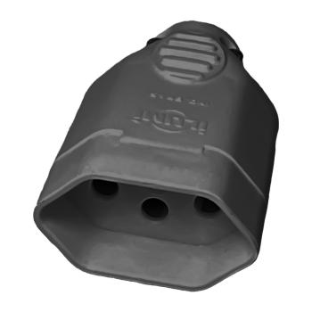 PINO FEMEA ILUMI 2 POLOS+TERRA 10A. PRETO PRENSA CABO - 1432