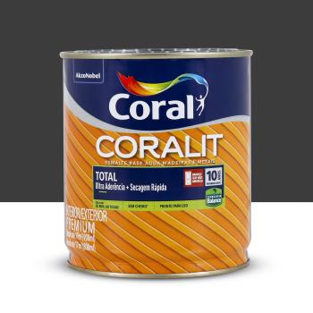 TINTA ESMALTE BASE ÁGUA CORALIT BRILHANTE PRETO 900ML CORAL