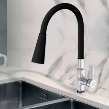 TORNEIRA COZINHA BICA MOVEL  1/4 VOLTA FLEXÍVEL MESA/BANCADA GOURMET PRETA