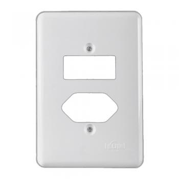 PLACA CONJUNTO ILUMI STYLUS BRANCO 4x2 - 1 INTERRUPTOR + 1 TOMADA - 20420