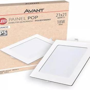 LUMINARIA LED AVANT EMBUTIR QUADRADO PLAST 18W 6500K BCO