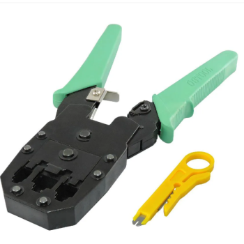 ALICATE DE CRIMPAR RJ45 RJ12 E RJ11 VERDE + DESENCAPADOR DE FIO E CHAVE KEYSTONE