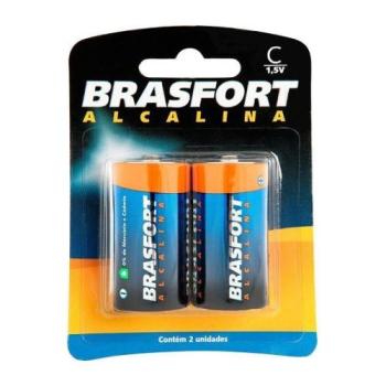 PILHA ALCALINA MEDIA C 1,5V C/BLISTER C/2 - BRASFORT
