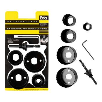 SERRA COPO JOGO EDA ACO CARBONO COM 6 PECAS 1.1/4