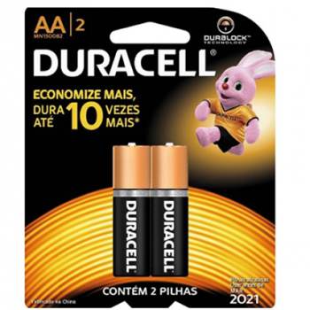 PILHA ALCALINA DURACELL PEQ.AA2 C/2